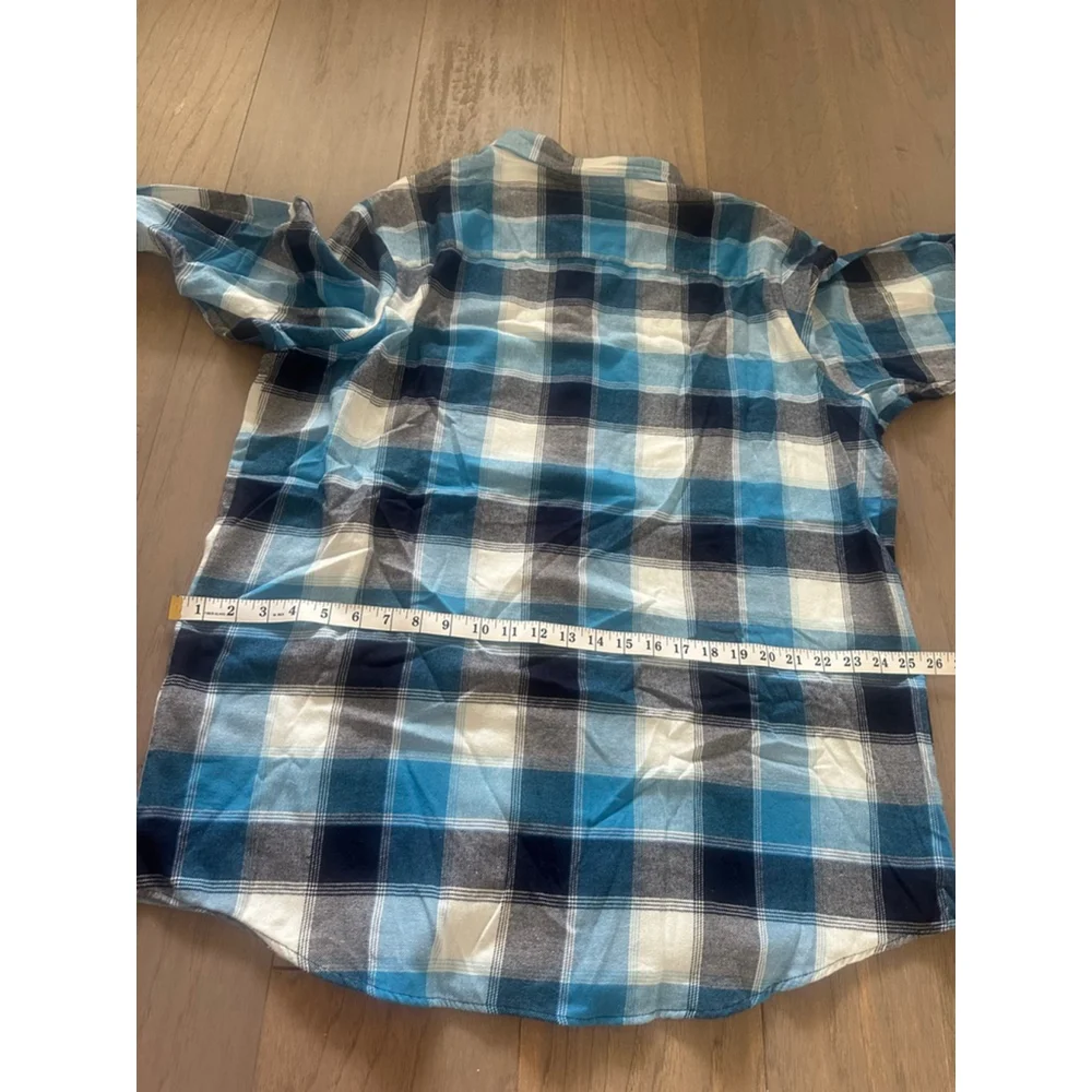 Club Room Mens Blue White Buffalo Plaid Button Down Shirt XL